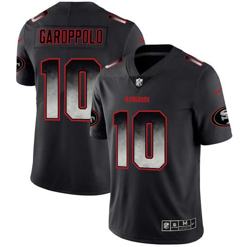 Men San Francisco 49ers #10 Garoppolo Nike Teams Black Smoke Fashion Limited NFL Jerseys
